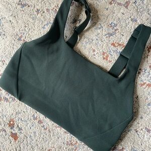 Deep Green Ribbed Sports Bra